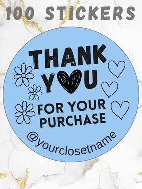 100 Thank you Stickers Thermal 2"